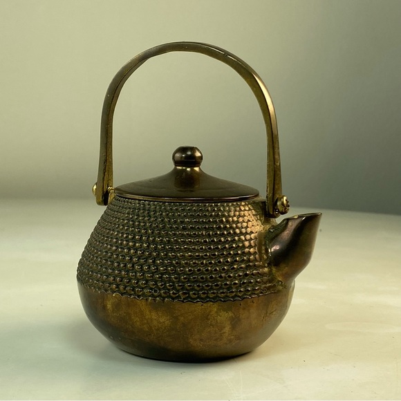Japanese Style Mini Small Vintage Ornamental Solid Brass Teapot Made in Taiwan - Picture 2 of 11